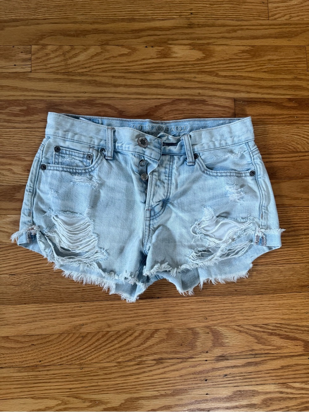 American Eagle Outfitters Light Wash Distressed Denim Cutoff Shorts